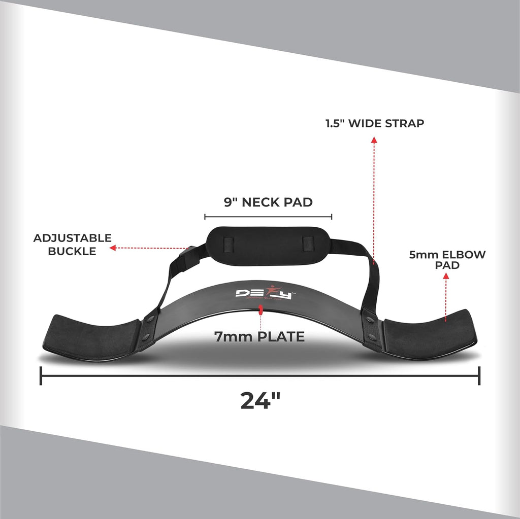 DEFY Adjustable Arm Blaster for Biceps and Triceps with Durable 7mm Aluminum Plate and Neck Pad for Strength Training and Bodybuilding Isolation Curl Machine