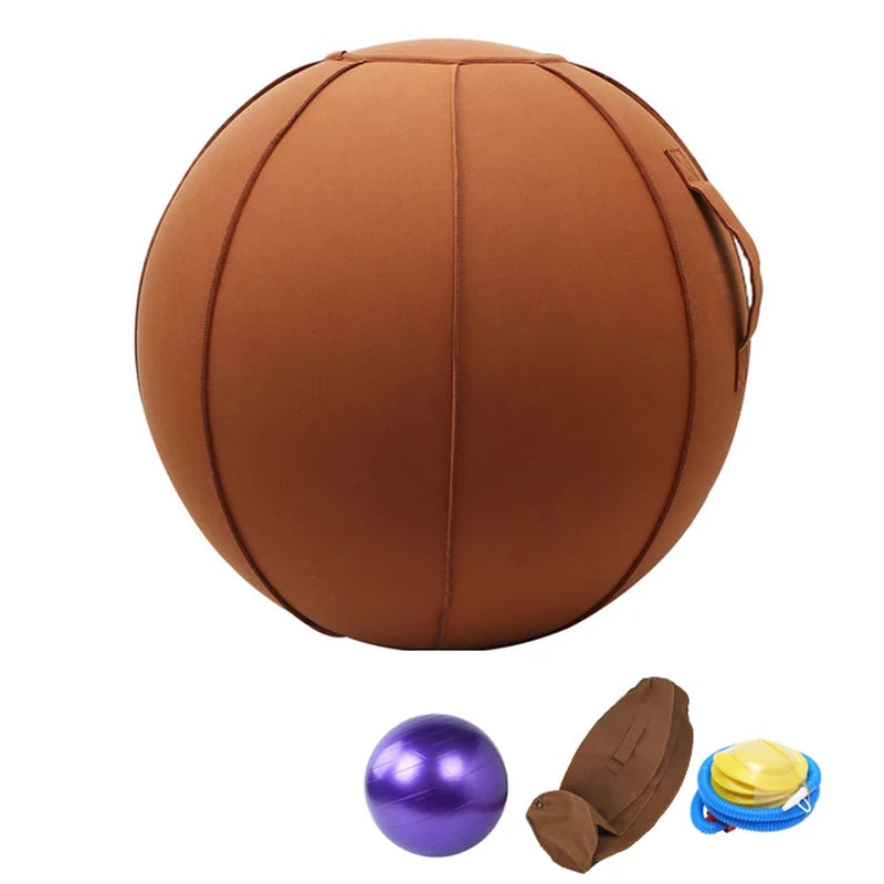 Linen Yoga Ball Cover and 65Cm Yoga Ball with Pump for Home Gym, Pilates, and Fitness Training