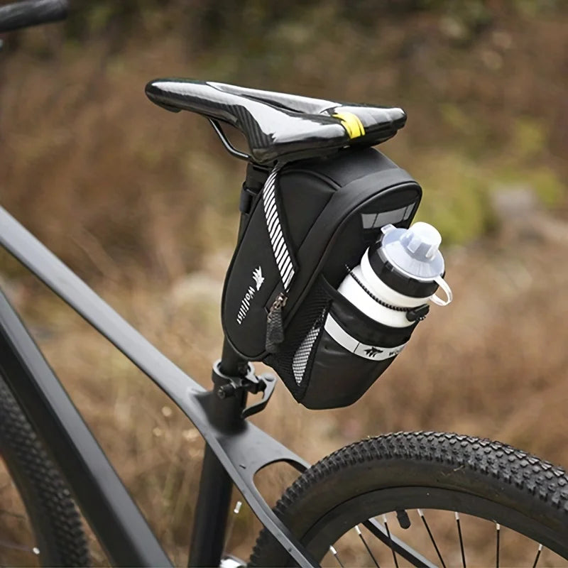 WOLFILIST Waterproof Bike Seat Bag with Reflective Water Bottle Holder - Ultra-Light Bicycle Saddle Bag Accessories