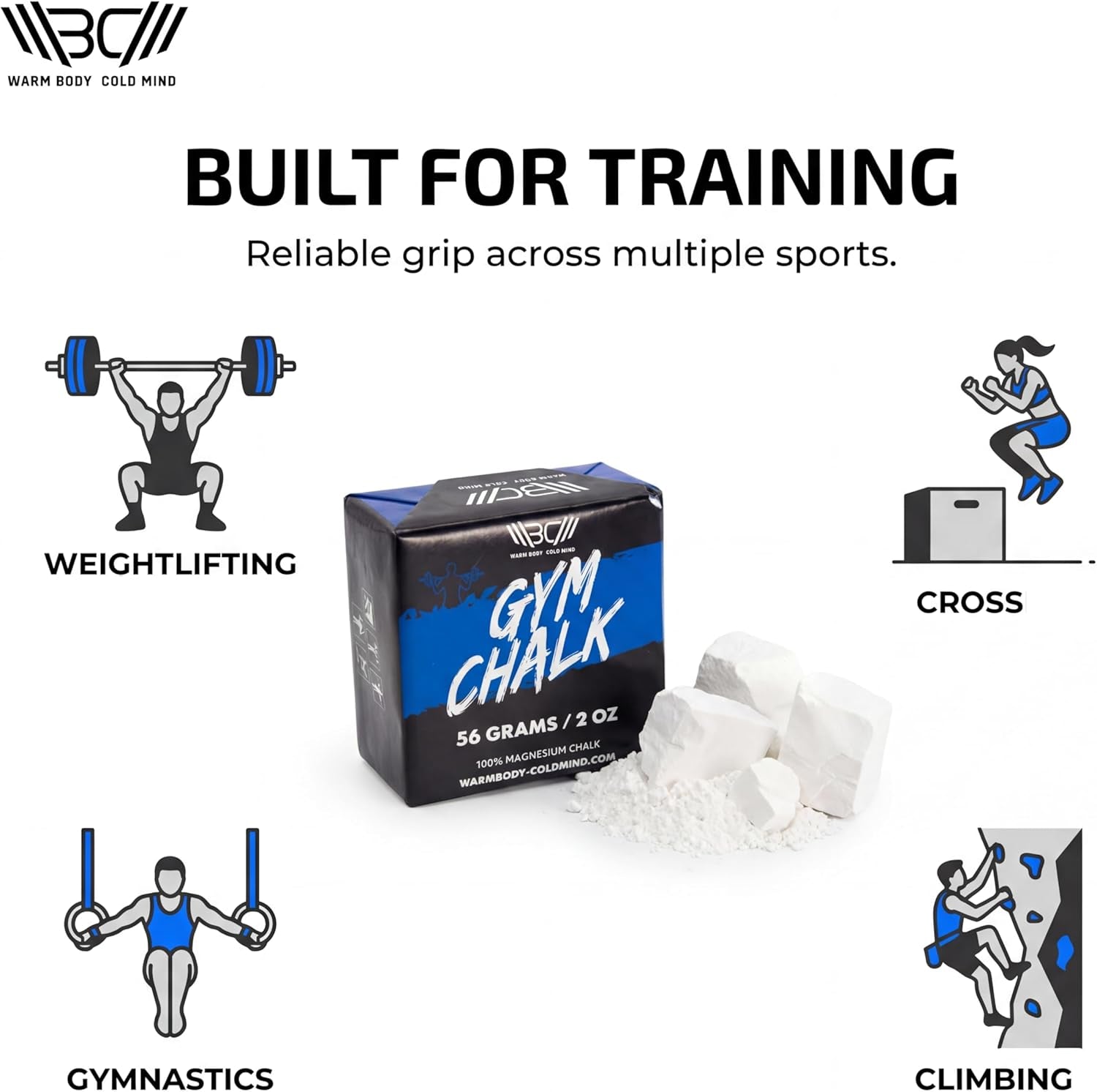 Sport Chalk Block - Gym Chalk for Weightlifting - Moisture-Absorbing Magnesium Carbonate - Gymnastics Hand Grip