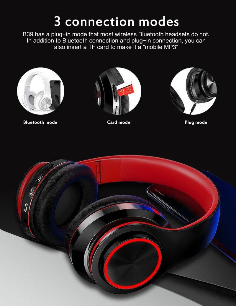 Premium Wireless Bluetooth Headphones with Super Bass, Foldable Design, and Integrated Microphone