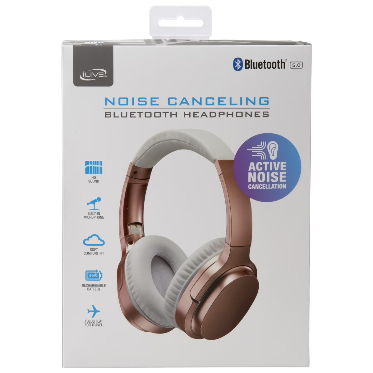 iLive IAHN40RGD Bluetooth Over-Ear Headphones with Noise Cancellation - Rose Gold