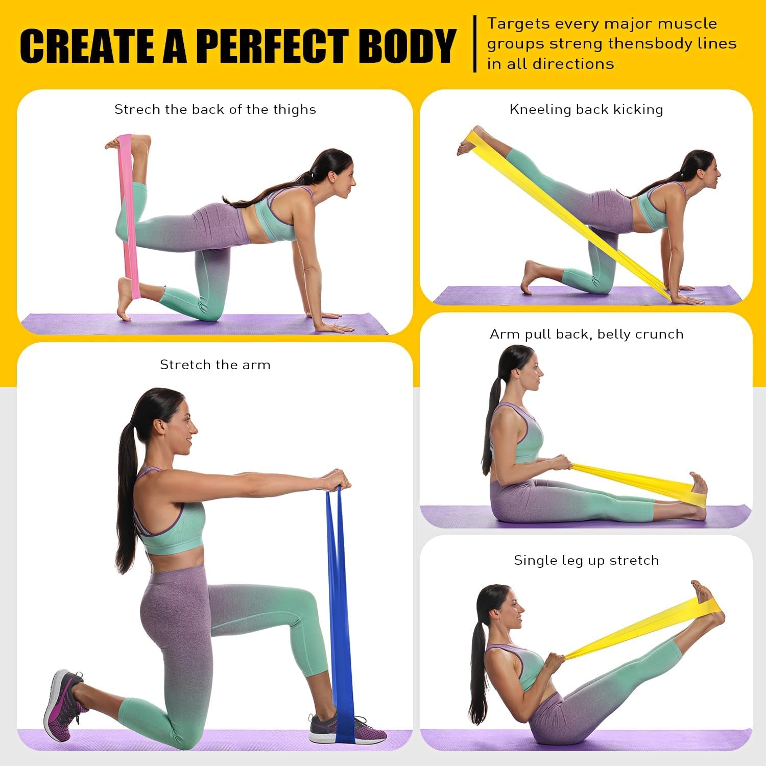 Three-Level Non-Latex Exercise Bands for Physical Therapy and Yoga - Professional Resistance Bands Set for Strength Training, Pilates, and Rehabilitation - TPE Elastic Stretch Bands for Seniors and Women