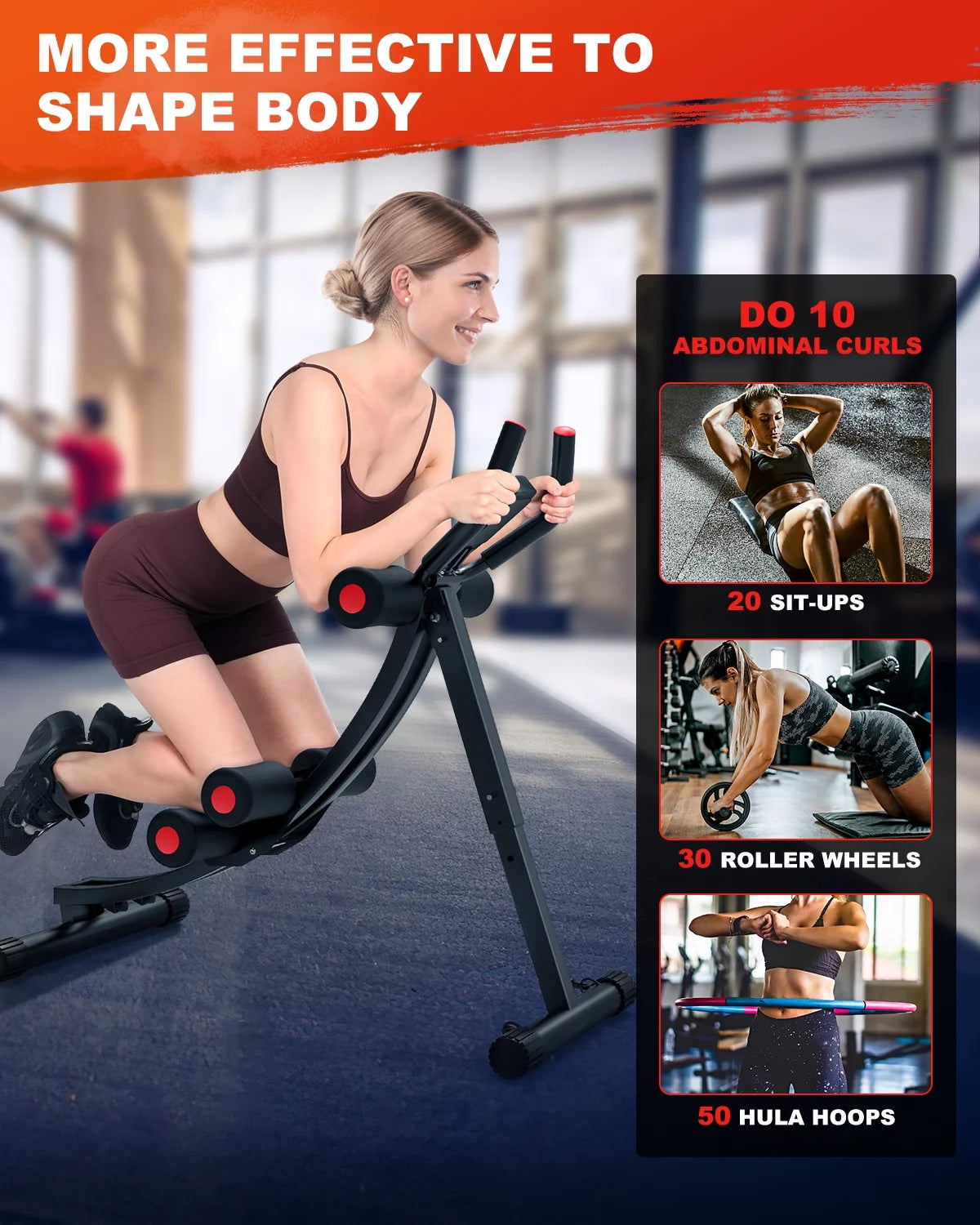 Foldable Ab Machine - Core and Abdominal Trainer for Home Gym, Supports Up to 440 lbs, Equipped with LCD Display