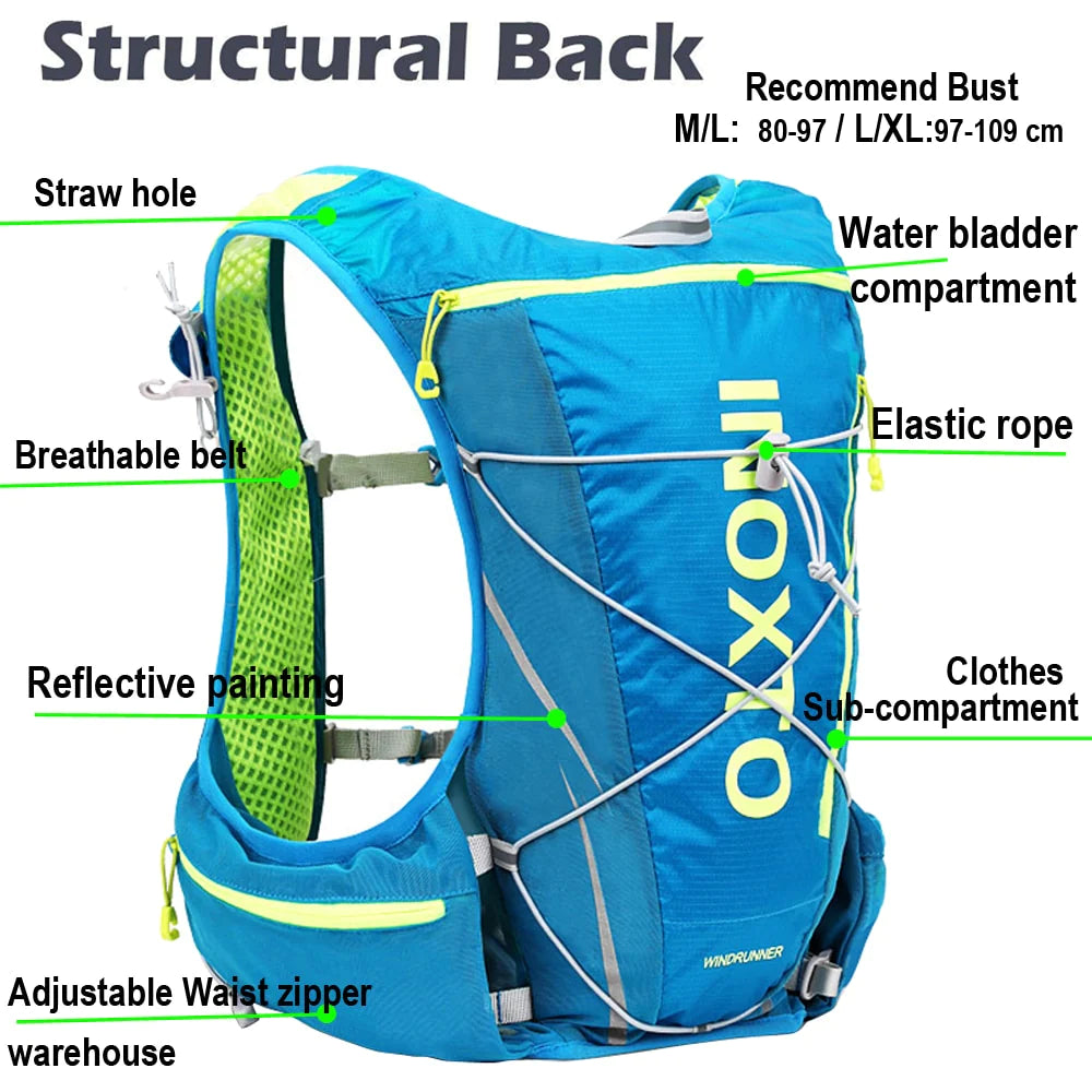 8L Hydration Vest Backpack for Men and Women - Outdoor Sports, Trail Running, Jogging, and Hiking with Water Bag and Flask Options