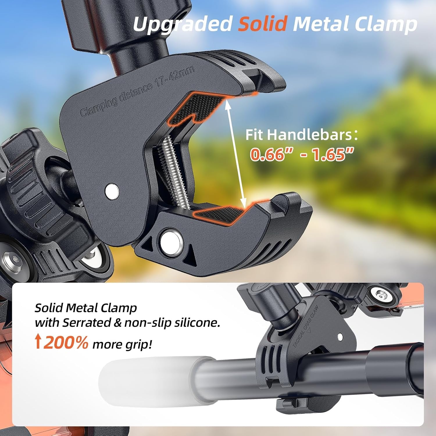 Anti-Vibration Motorcycle Phone Mount - Shockproof Handlebar Holder for E-Bikes, Electric Scooters, and Bicycles, Compatible with 4.7-7 Inch Phones