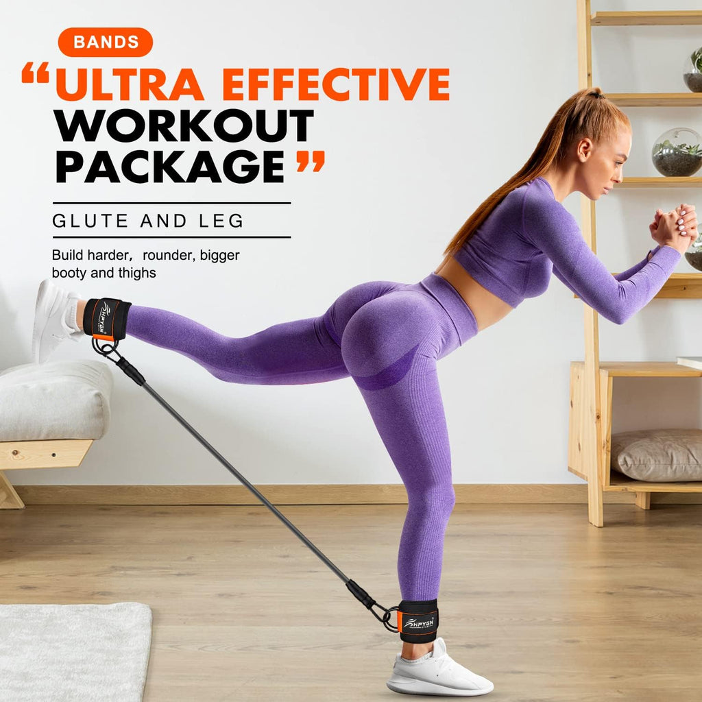 Ankle Resistance Bands with Cuffs - Complete Set for Physical Therapy, Strength Training, Yoga, Pilates, Stretching, and Glute Activation Exercises