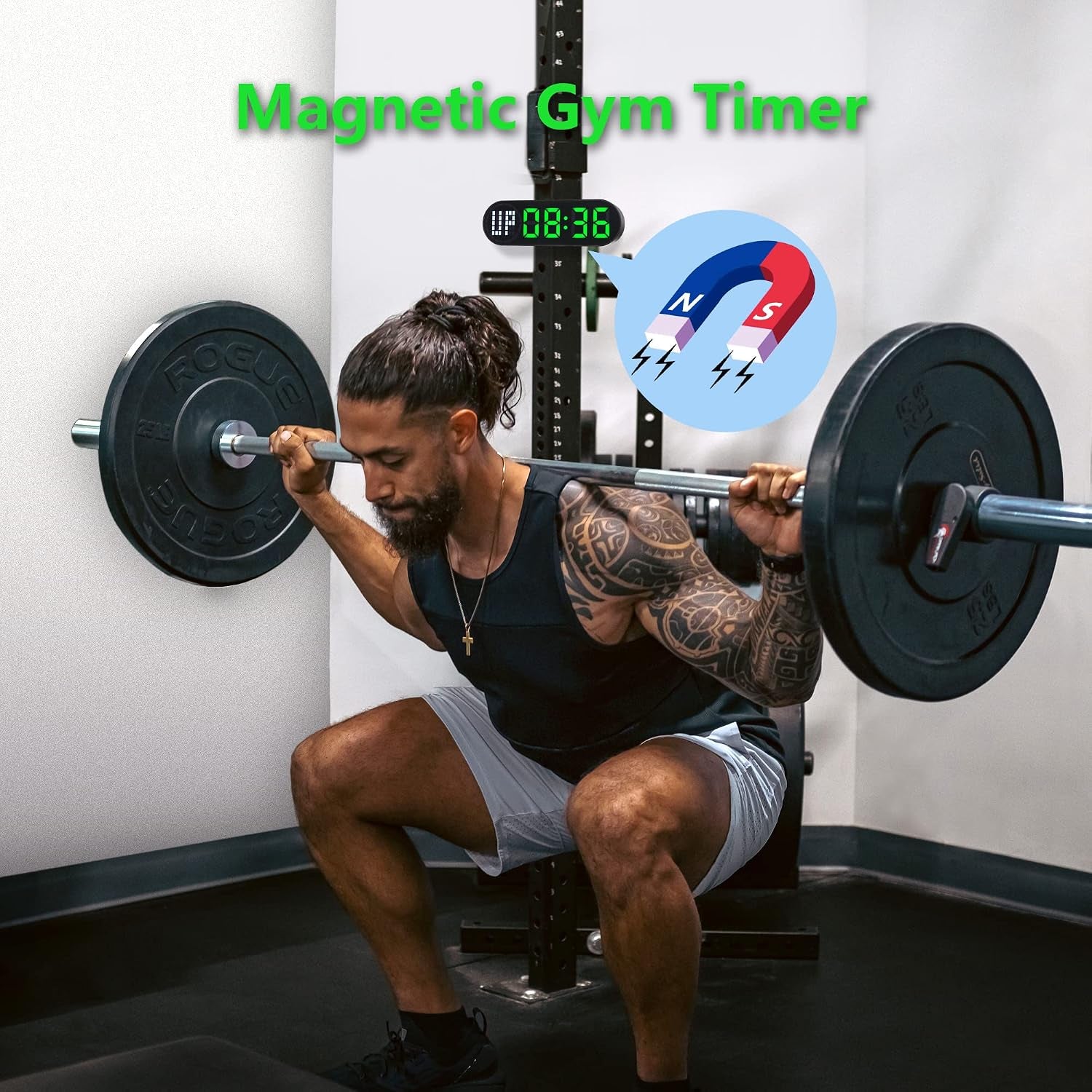 Portable Interval Timer for Home Workouts with Progress Bar and Rounds, Ideal for Boxing, HIIT, Tabata, and EMOM Training, Rechargeable Battery Powered