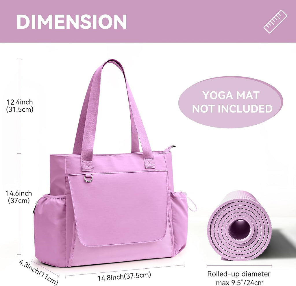 WLLWOO Women's Thick Yoga Mat Bag with Breathable Mesh and Wet Pocket Gym Tote