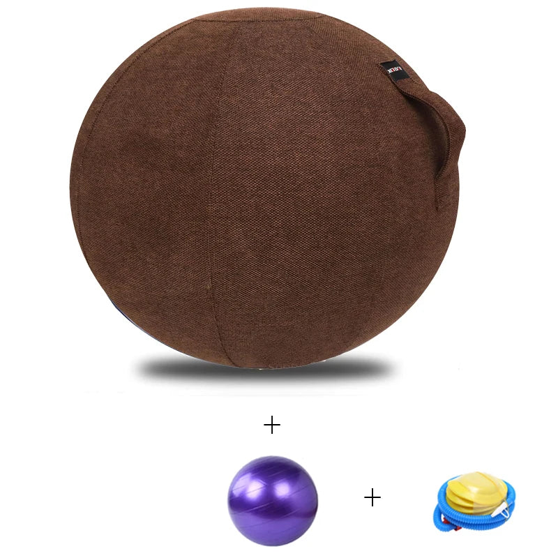 Linen Yoga Ball Cover and 65Cm Yoga Ball with Pump for Home Gym, Pilates, and Fitness Training