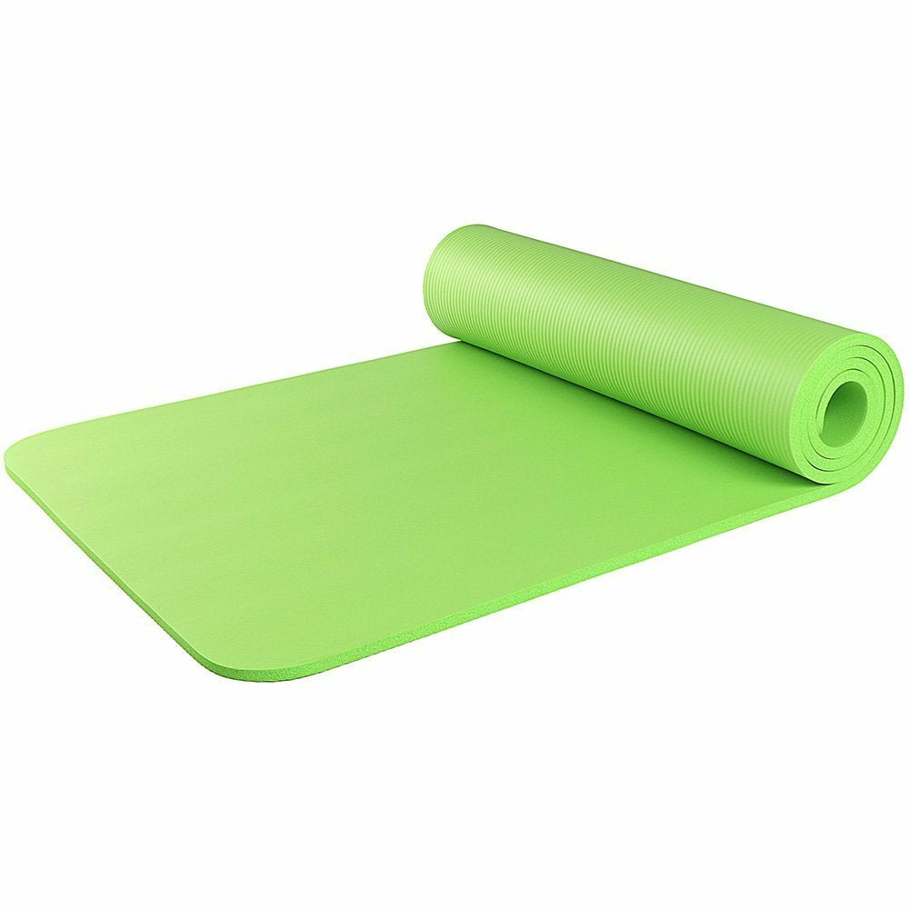 Premium 10mm Extra Thick NBR Yoga and Pilates Mat with Carry Bag and Strap - 72" x 24"