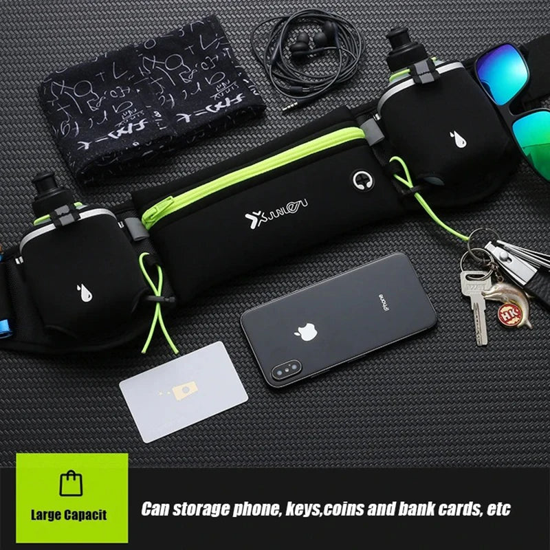 Marathon Trail Running Waist Pack for Men and Women - Dual Pocket Fanny Pack for Phone and Water Bottle Fitness Belt