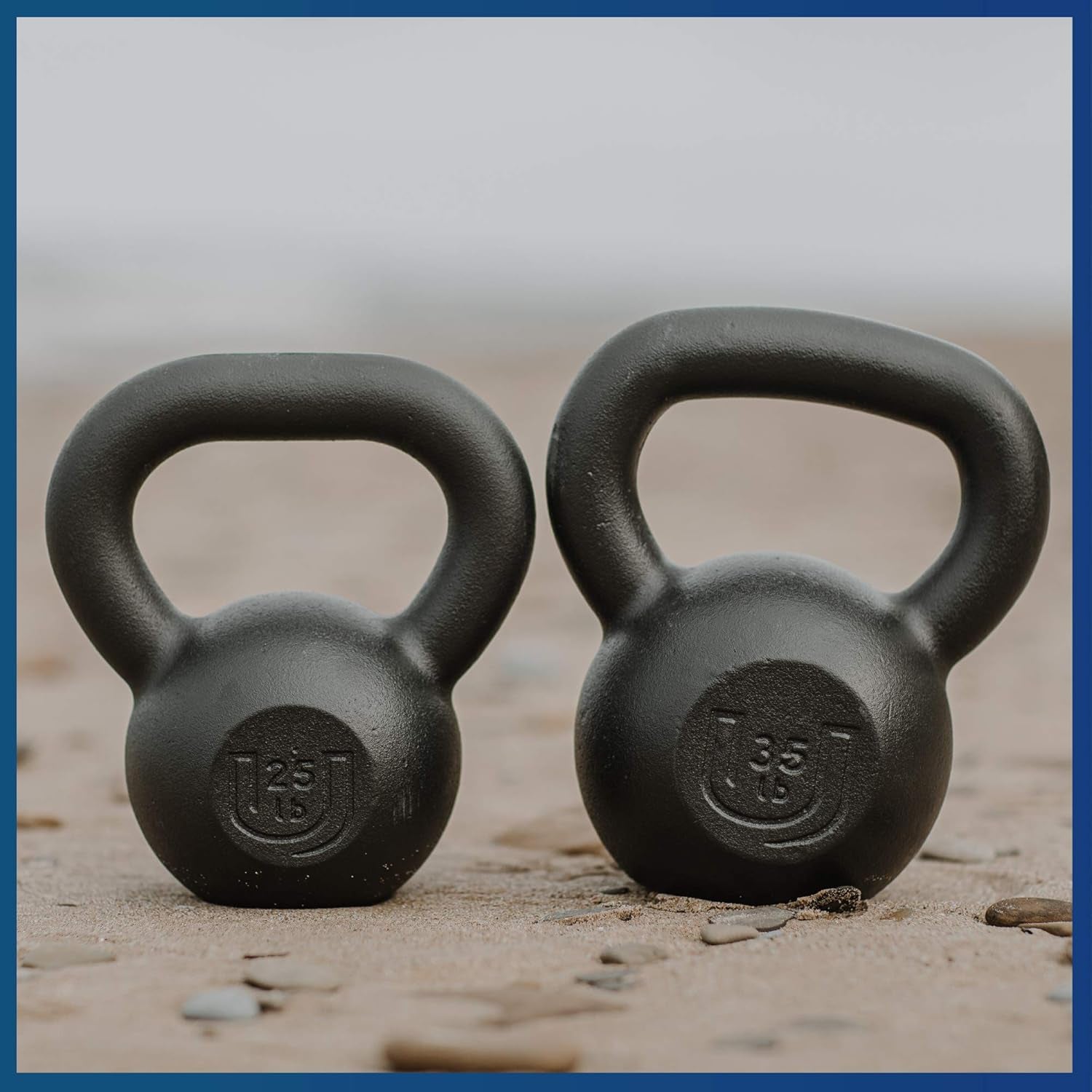 Powdercoated Kettlebell (20lb, 25lb, 35lb, 44lb, 50lb) - Made in USA - Ergonomic Wide Grip Handle for Home Gym, Core Fitness, Strength Training, and Muscle Building for Men and Women