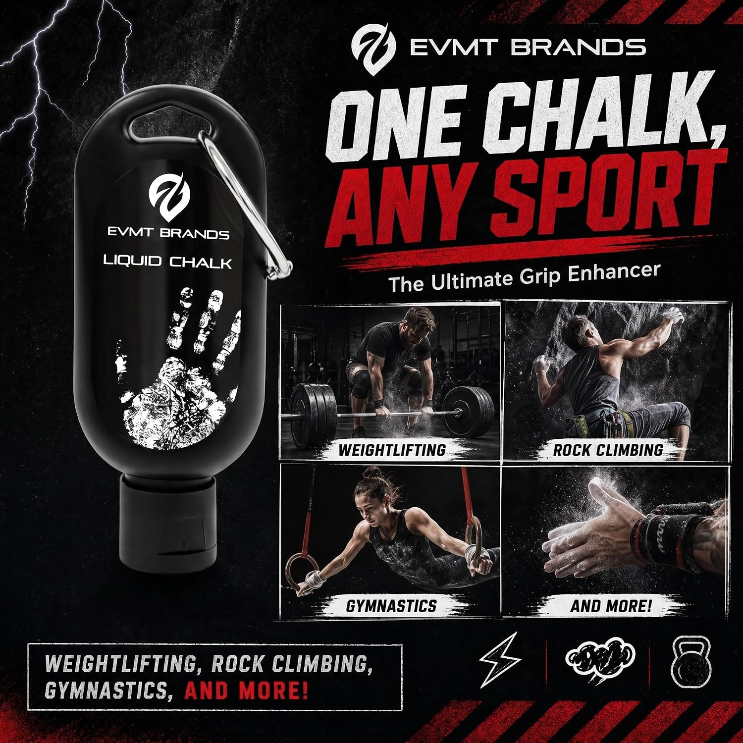 Liquid Chalk - Mess-Free Grip Solution for Weightlifting, Gymnastics, Rock Climbing, and Dance. Sweat-Resistant and Long-Lasting Performance.