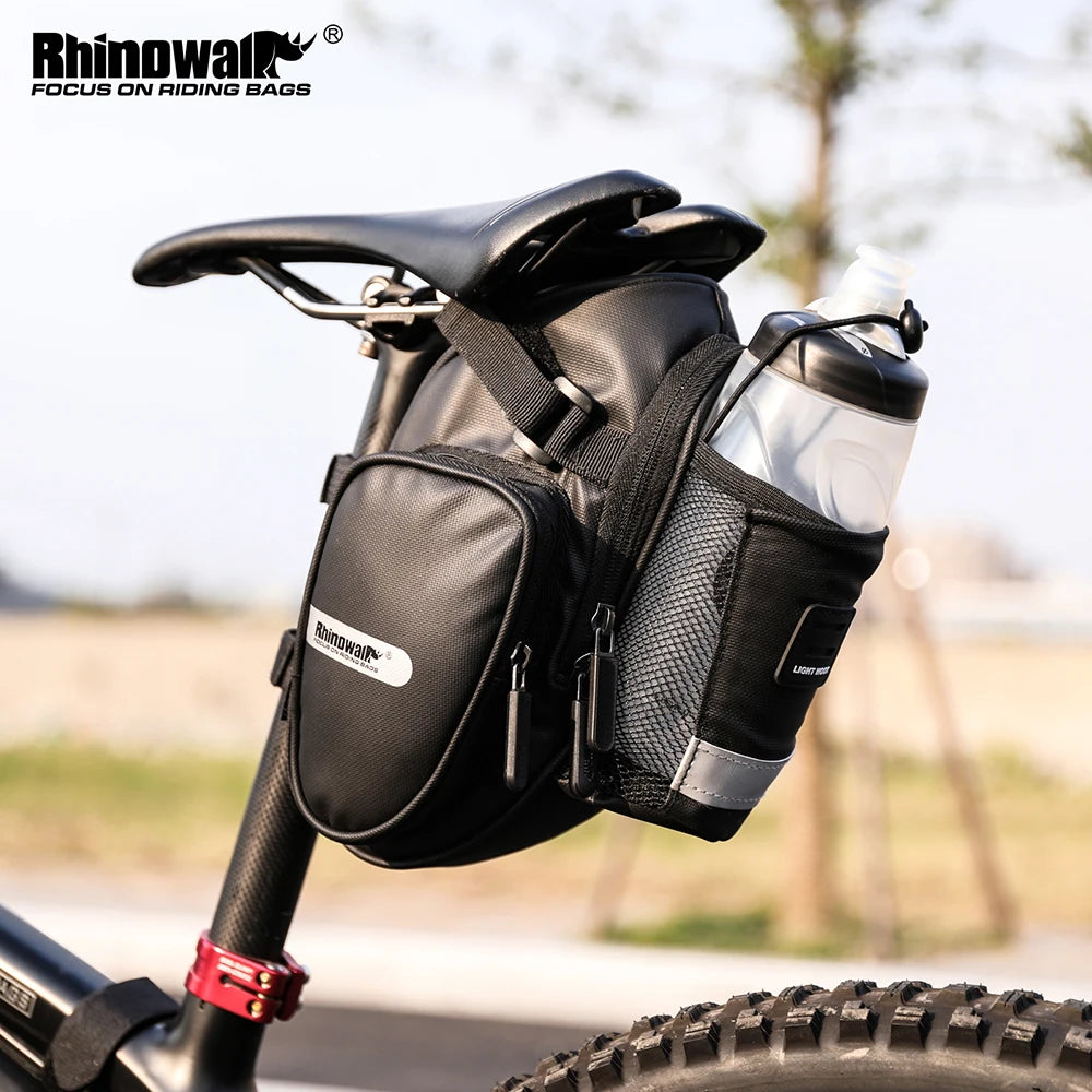 Premium Waterproof Bicycle Saddle Bag with Water Bottle Pocket - Spacious Rear Tail Bag for Cyclists