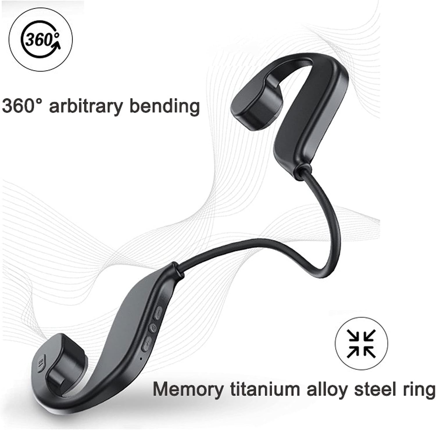 Bone Conduction Waterproof Bluetooth Headphones for Swimming with Microphone and 16GB Memory, IPX8 Rated