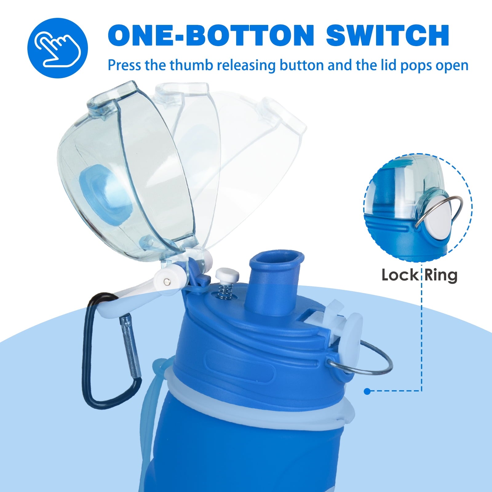 Premium Collapsible Silicone Water Bottle - 750ML Leakproof, BPA-Free, Ideal for Travel, Fitness, Hiking, and Outdoor Activities