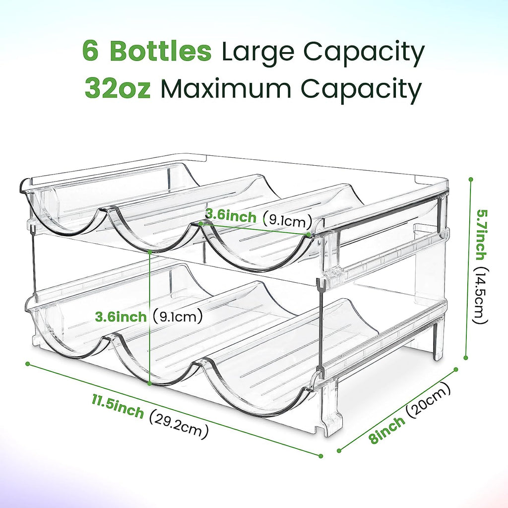 Water Bottle Cabinet Organizer Set - Stackable Storage Racks for Efficient Water Bottle Management (2 Packs)