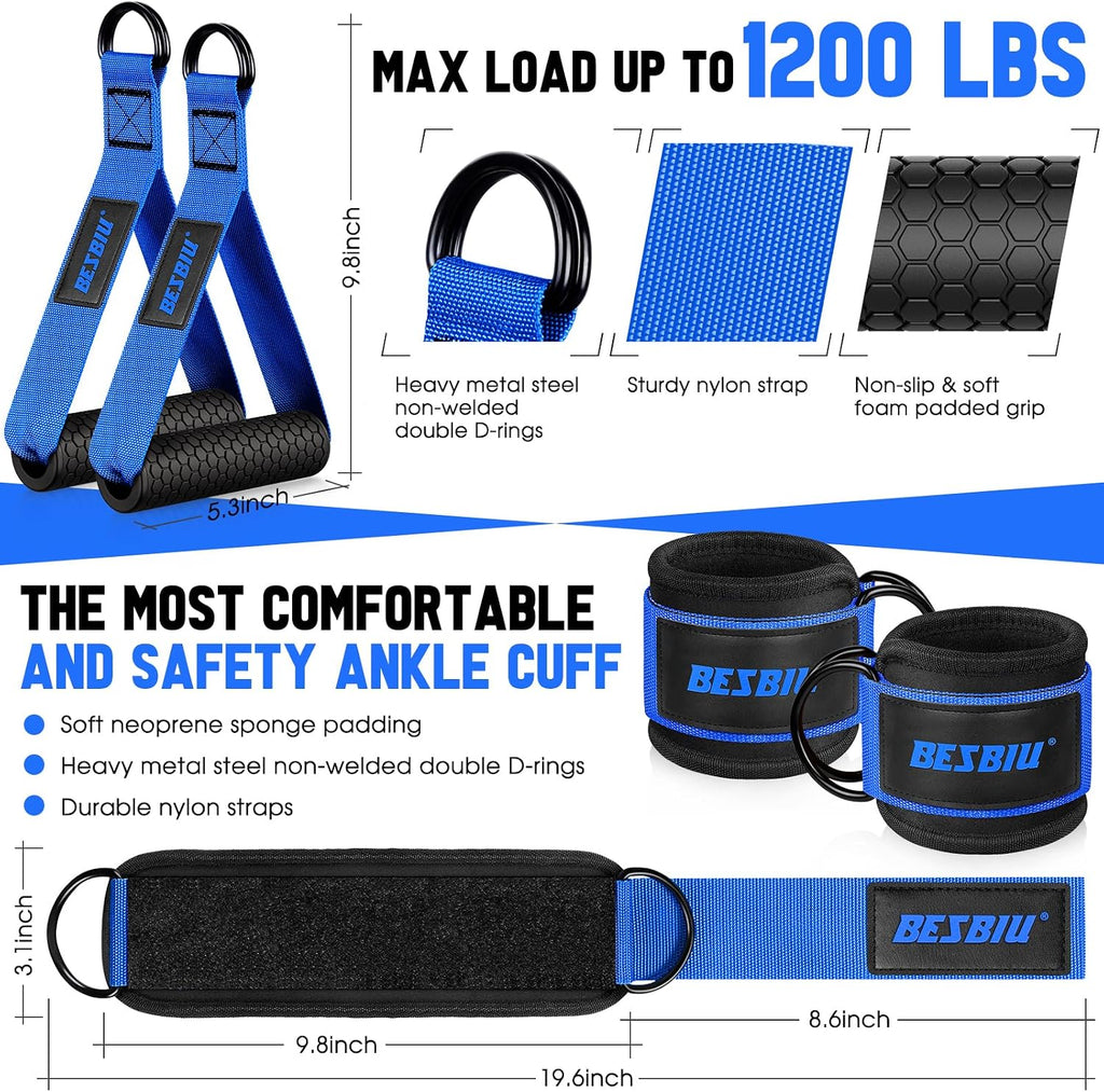 Heavy-Duty Resistance Bands for Strength Training - 300Lbs/360Lb/420Lb with Handles, Door Anchor, and Ankle Straps - Home Gym Fitness Equipment for Men