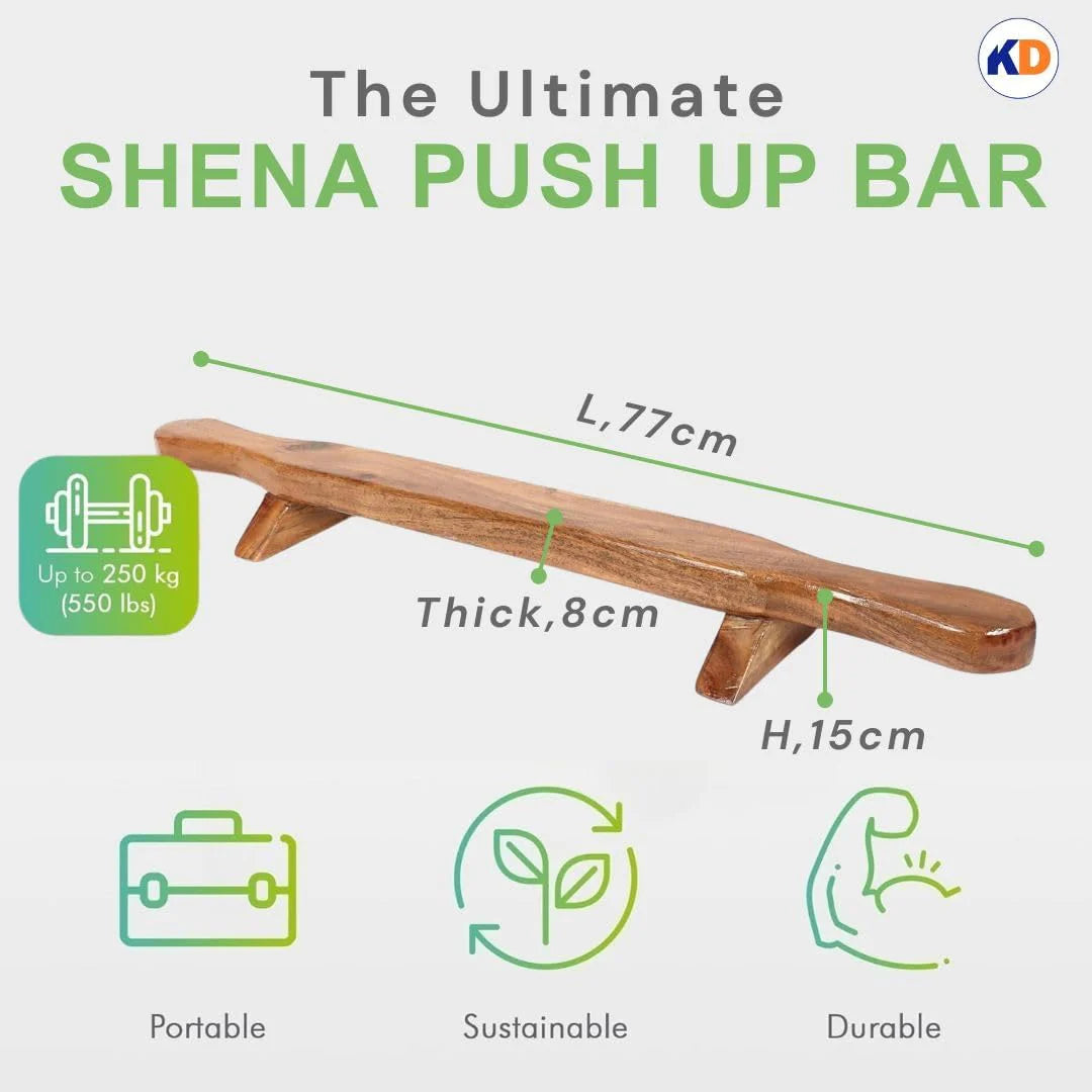 Shena Push-Up Bar Fitness Indian Club Meel Karla Katai - Durable Wooden Equipment, 2.5 Ft, Assorted