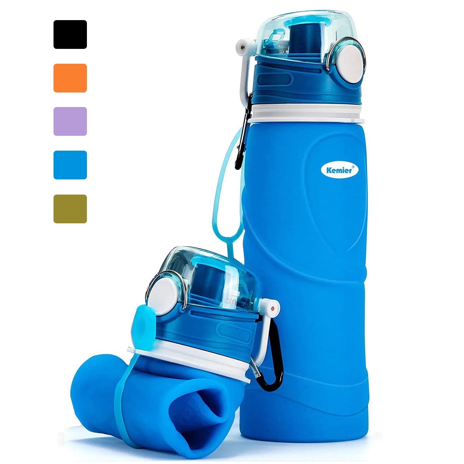 Premium Collapsible Silicone Water Bottle - 750ML Leakproof, BPA-Free, Ideal for Travel, Fitness, Hiking, and Outdoor Activities