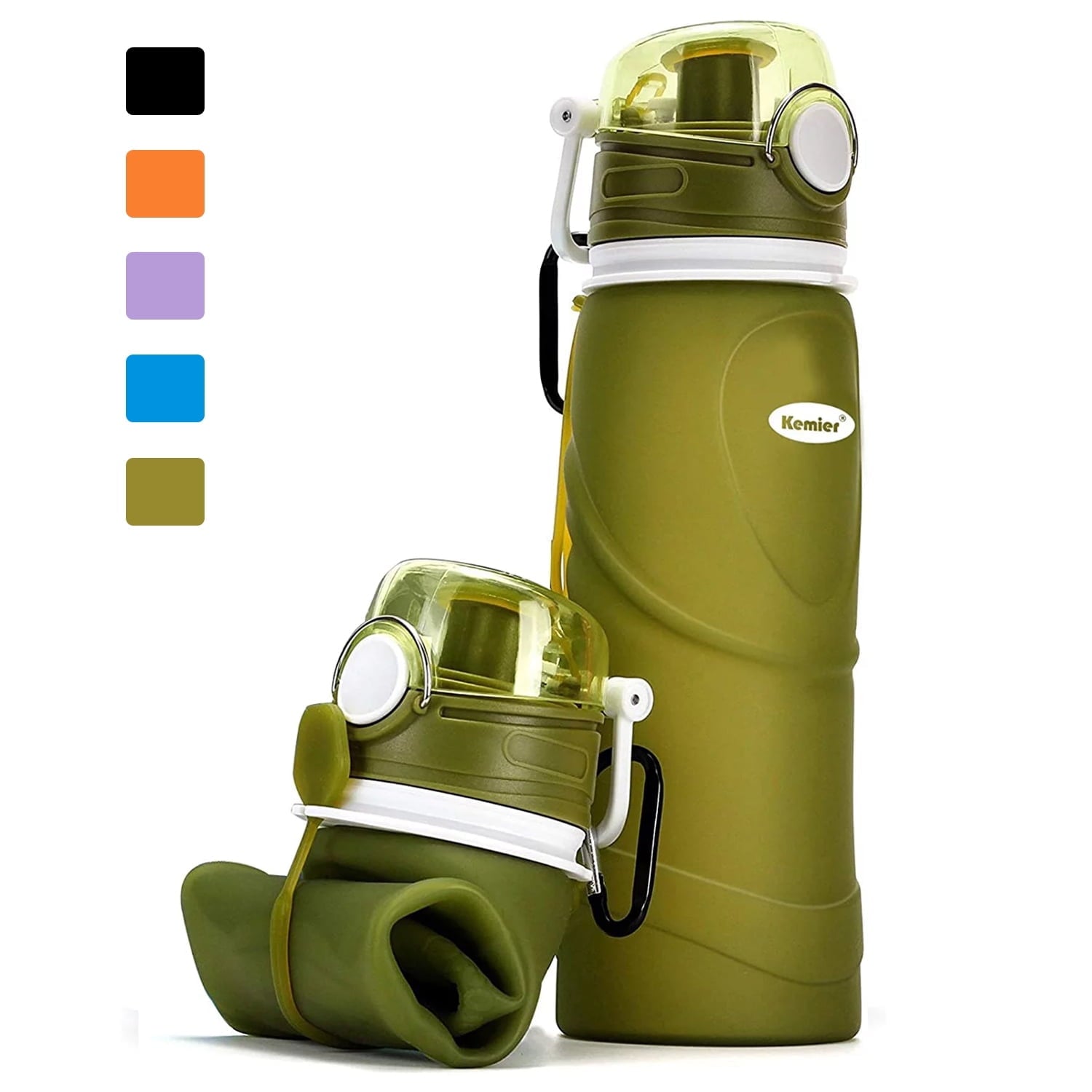 Premium Collapsible Silicone Water Bottle - 750ML Leakproof, BPA-Free, Ideal for Travel, Fitness, Hiking, and Outdoor Activities