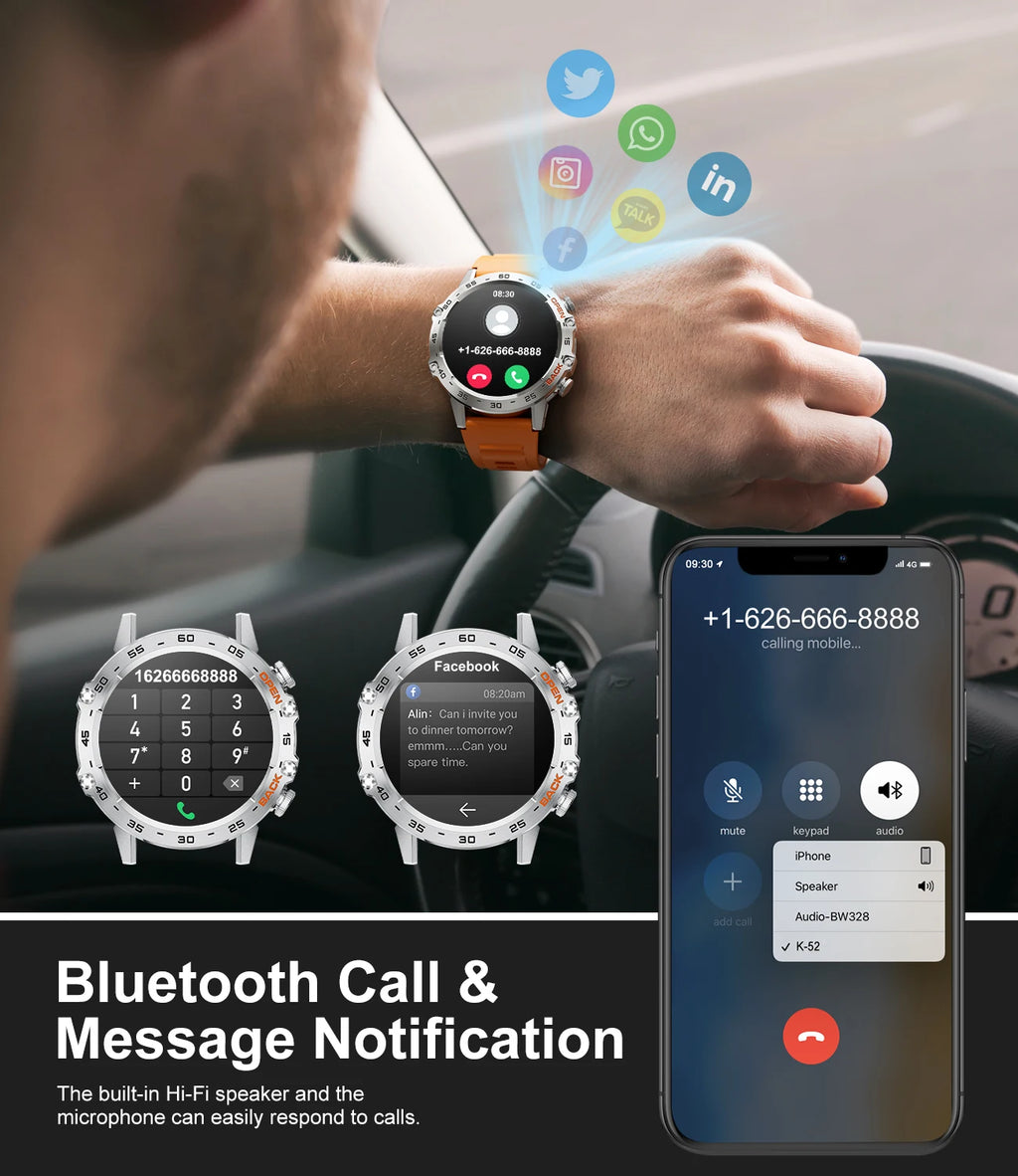 New1.39" Bluetooth Call Smart Watch Men Outdoor Sport Fitness Heart Rate Health Monitoring Smartwatch for Android IOS Phone