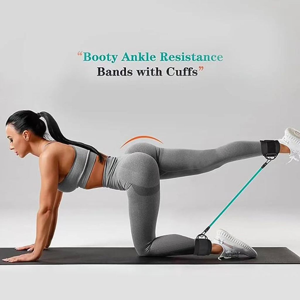 Adjustable Ankle Resistance Bands with Cuffs for Comprehensive Leg and Glute Workouts - Portable Exercise Equipment for Home Gym, Yoga, and Strength Training