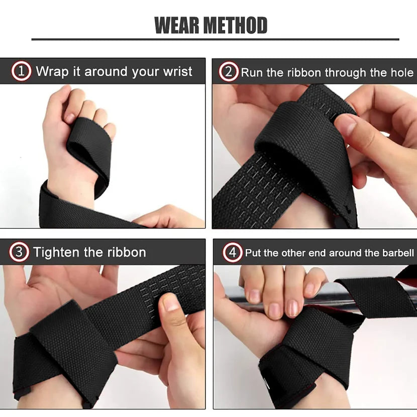 Professional Weightlifting Straps - Anti-Slip Silicone Wrist Support for Strength Training, Deadlifts, and CrossFit - 1 Pair