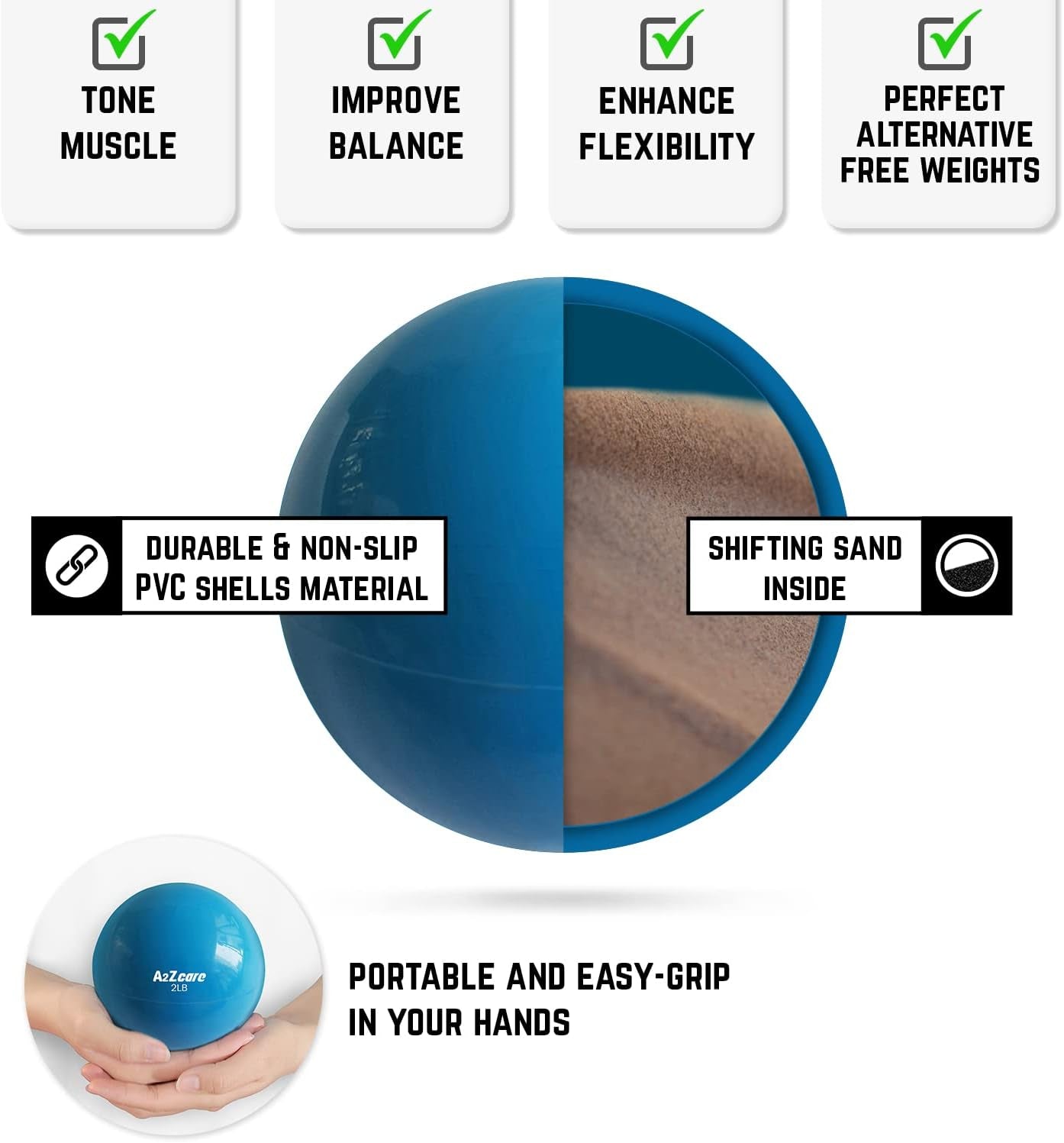Weighted Toning Exercise Ball - Soft Medicine Ball for Pilates, Yoga, Physical Therapy, and Fitness