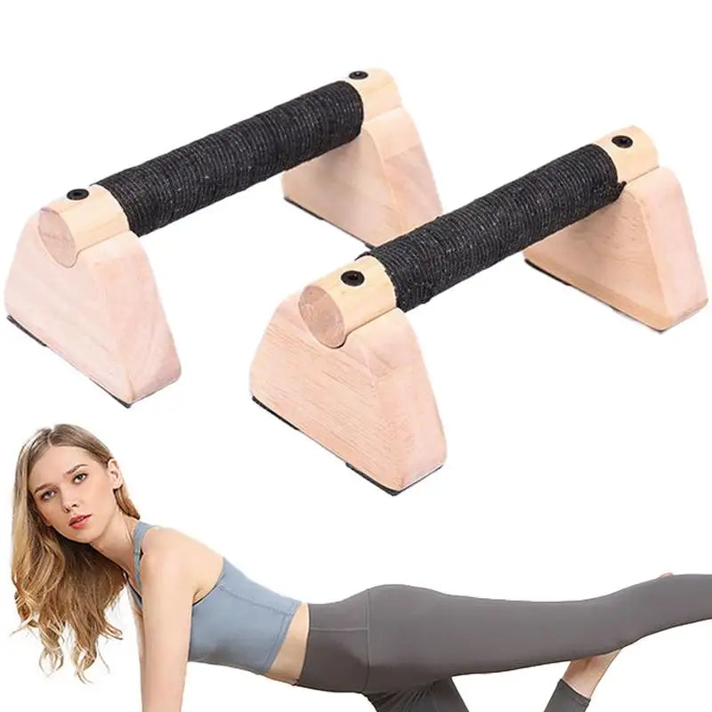 20cm Wooden Parallettes Push-Up Bars - Set of 2, Non-Slip Base Calisthenics Equipment for Home Fitness and Strength Training for Men and Women