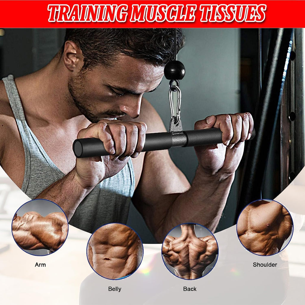 LAT Pull Down Bar Attachment for Cable Machines - Durable Fitness Accessory with Rubber Grip for Home Gym Muscle Building and Strength Training