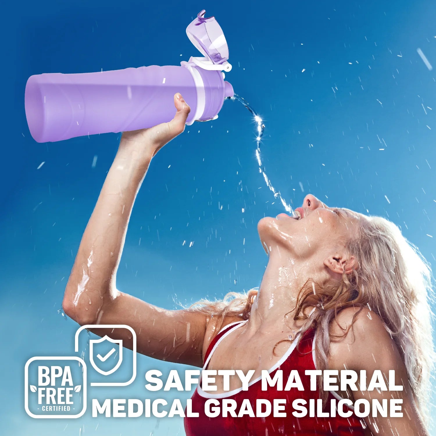 Collapsible Silicone Water Bottle - 750ml, Medical Grade, BPA-Free, Roll-Up Design, 26oz, Leak-Proof, Foldable for Sports and Outdoor Use