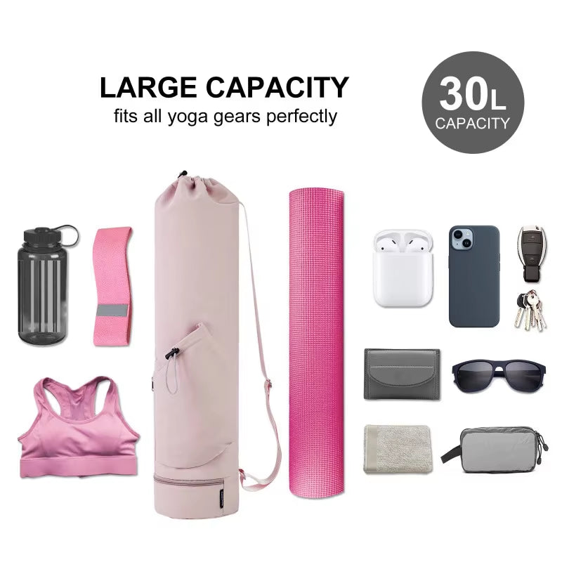 Versatile Yoga Mat Carrier with Water Bottle Pocket and Wet Storage for Gym, Pilates, and Fitness