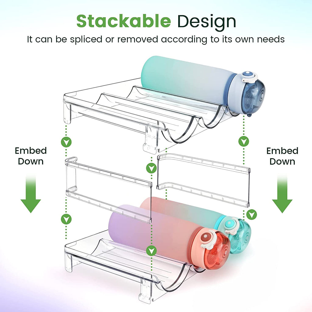 Water Bottle Cabinet Organizer Set - Stackable Storage Racks for Efficient Water Bottle Management (2 Packs)