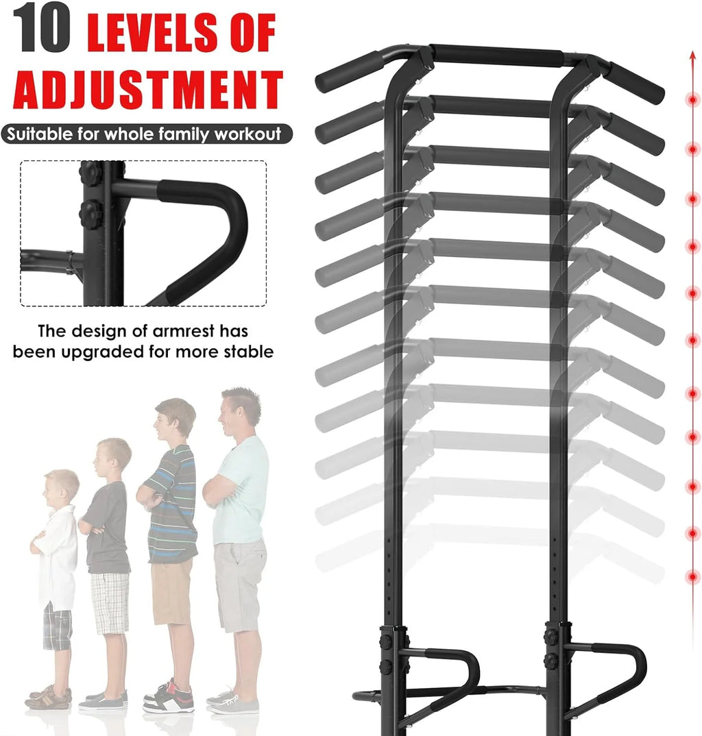 Multi-Function Power Tower Dip Station and Pull-Up Bar for Strength Training - Home and Office Gym Equipment, Black, 330 lbs Capacity