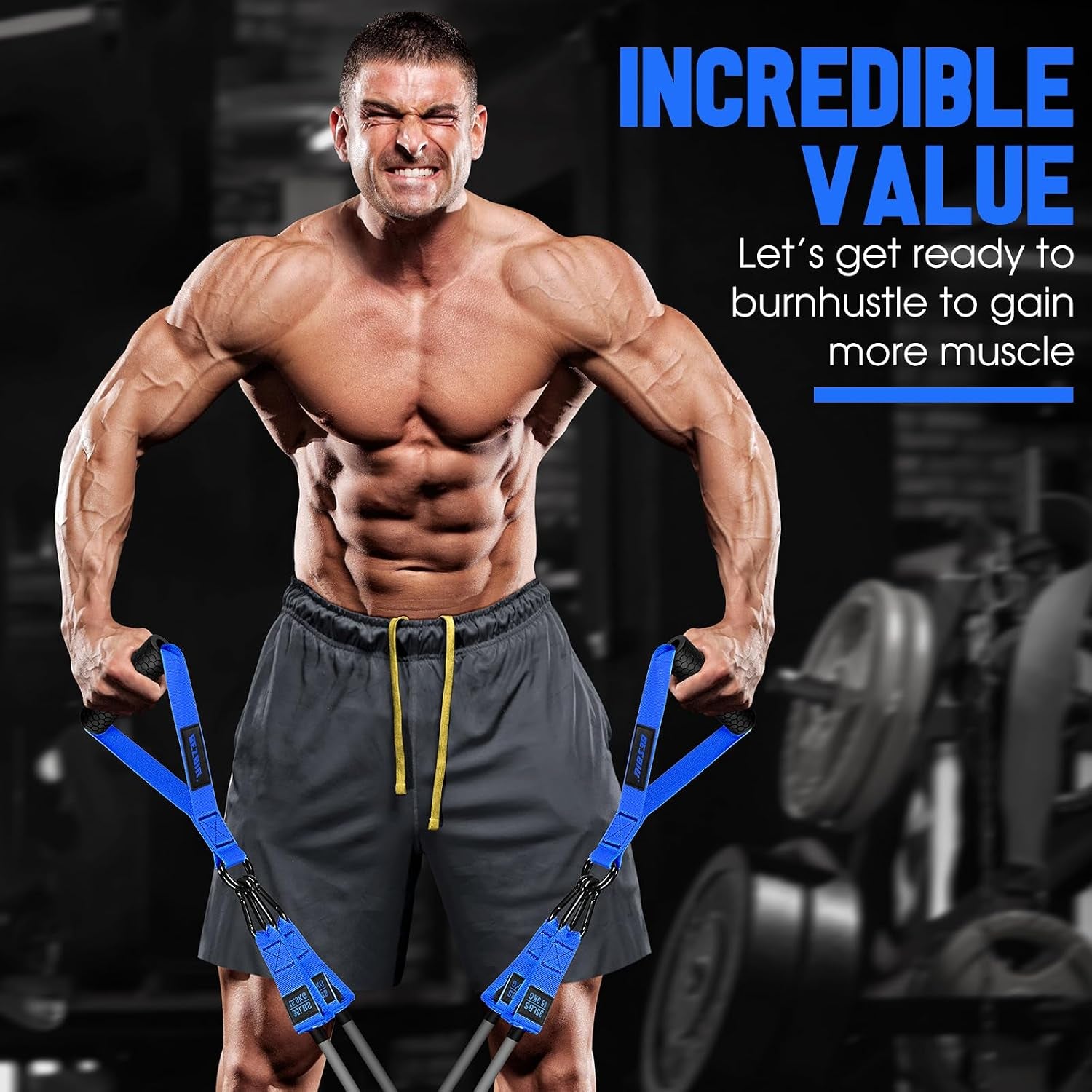 Heavy-Duty Resistance Bands for Strength Training - 300Lbs/360Lb/420Lb with Handles, Door Anchor, and Ankle Straps - Home Gym Fitness Equipment for Men