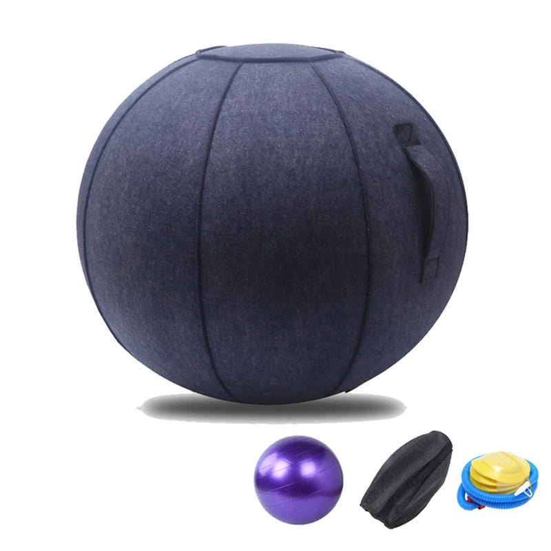 Linen Yoga Ball Cover and 65Cm Yoga Ball with Pump for Home Gym, Pilates, and Fitness Training