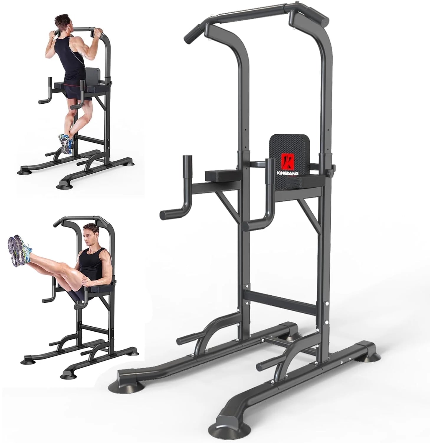Adjustable Power Tower Dip Station with Pull-Up Bar for Home Gym - 660LB Capacity Strength Training Equipment