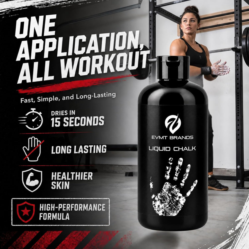 Liquid Chalk, Mess Free Gym Chalk for Weightlifting, Gymnastics, Rock Climbing, Dancing. Sweat Resistant and Long Lasting for Stronger Grip.