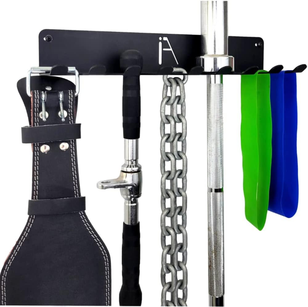 Heavy-Duty Multi-Purpose Gym Storage Rack for Lifting Belts, Chains, Exercise Bands, and Jump Ropes (Includes Mounting Hardware)