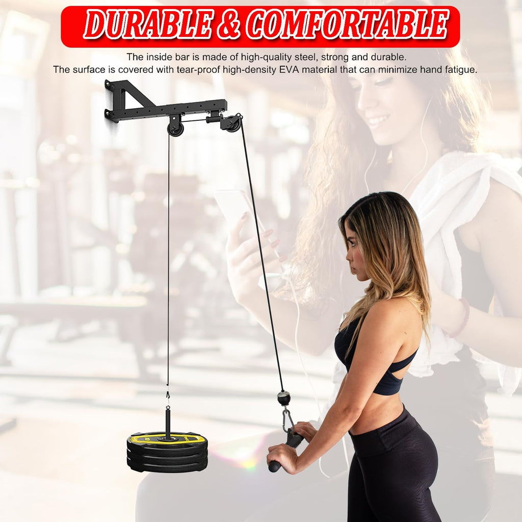 LAT Pull Down Bar Attachment for Cable Machines - Durable Fitness Accessory with Rubber Grip for Home Gym Muscle Building and Strength Training