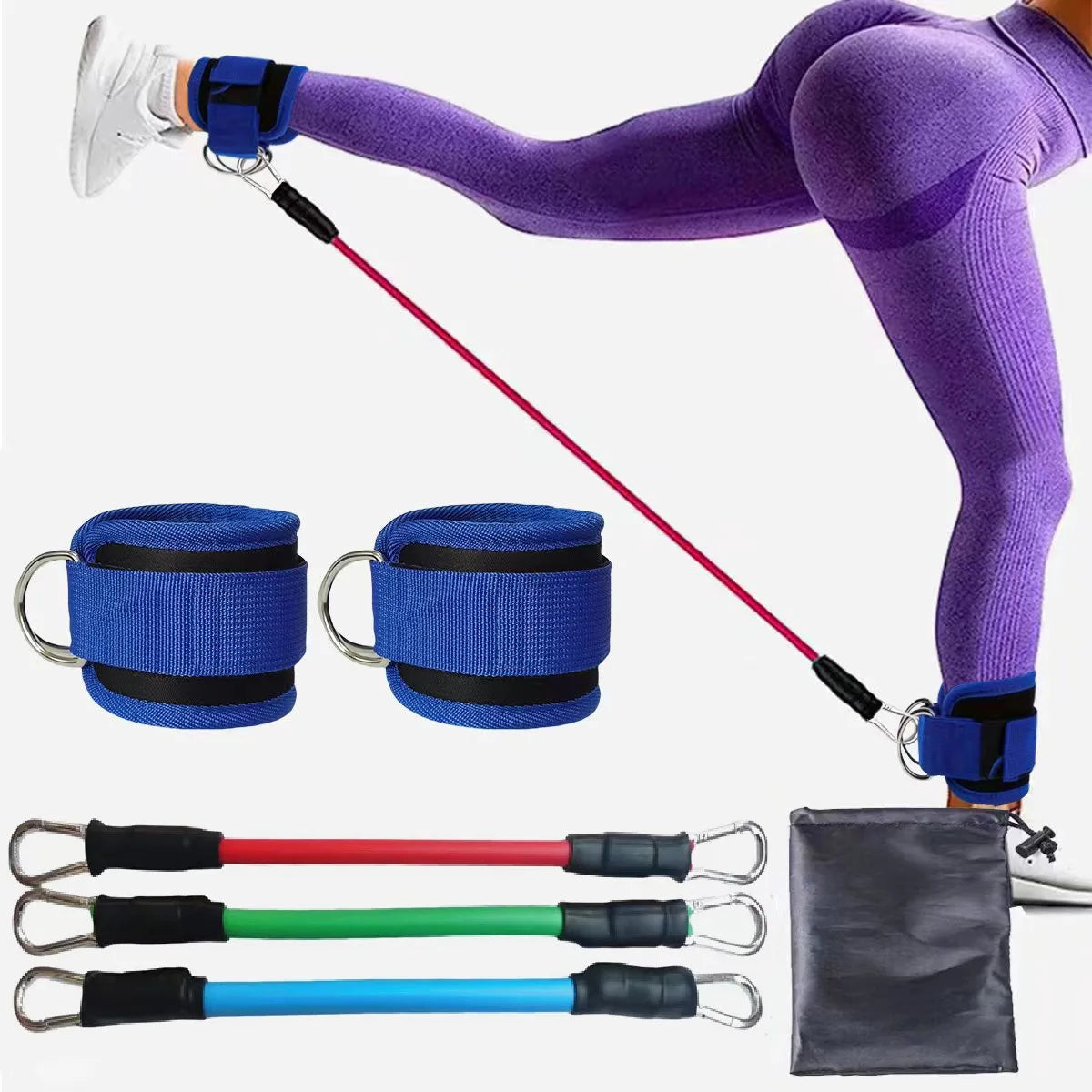 Adjustable Ankle Resistance Bands with Cuffs for Comprehensive Leg and Glute Workouts - Portable Exercise Equipment for Home Gym, Yoga, and Strength Training