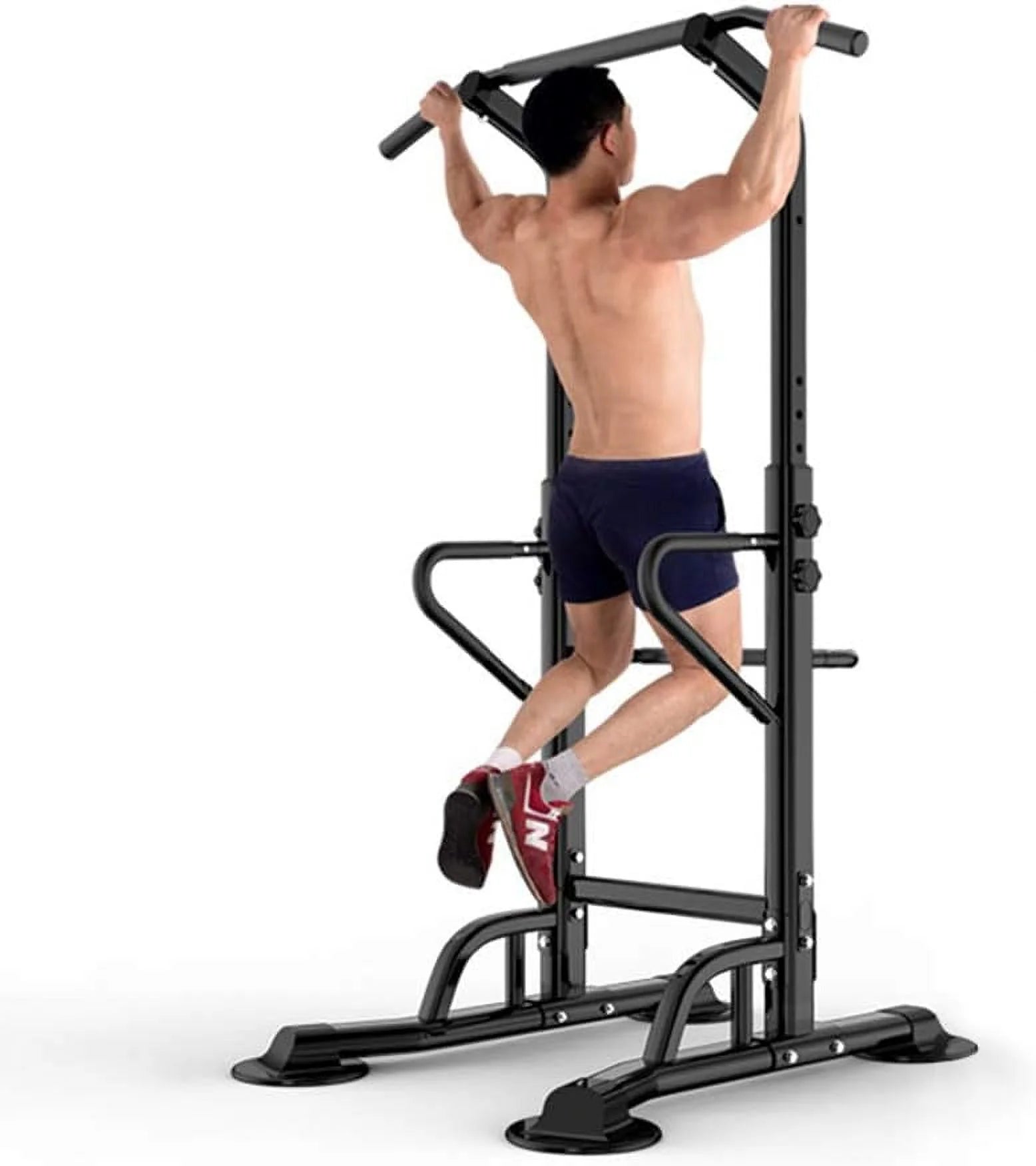 Multi-Function Power Tower Dip Station and Pull-Up Bar for Strength Training - Home and Office Gym Equipment, Black, 330 lbs Capacity