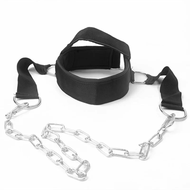 Neck Training Harness for Strength Development - Adjustable Steel Chain and Strap for Enhanced Muscle Strength