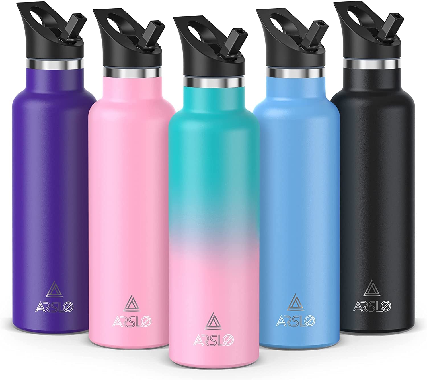Premium Stainless Steel Double Wall Vacuum Insulated Water Bottle with Straw Lid - Keeps Beverages Cold for 24 Hours and Hot for 12 Hours, Ideal for Hiking and Sports Activities