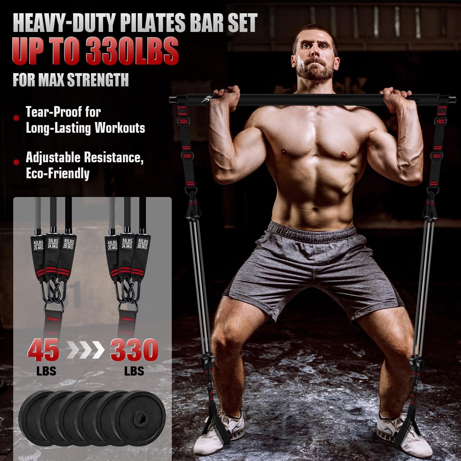 Multifunctional Pilates Bar Kit with Resistance Bands for Strength Training - Portable Home Gym Equipment for Comprehensive Fitness Workouts