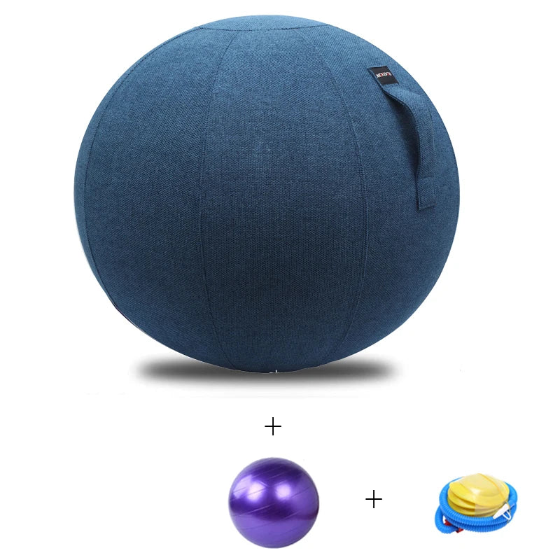 Linen Yoga Ball Cover and 65Cm Yoga Ball with Pump for Home Gym, Pilates, and Fitness Training