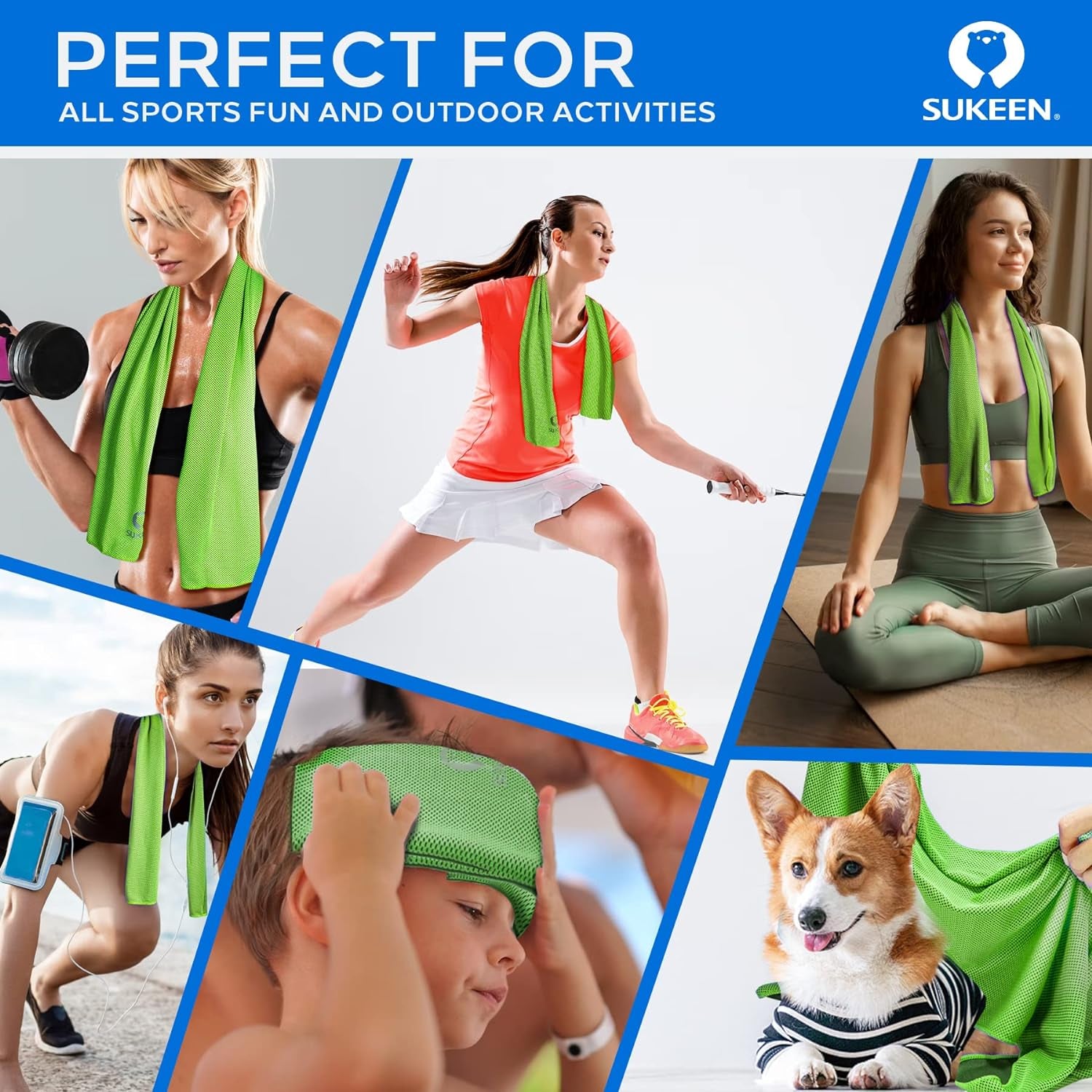 Stay Cool Anywhere: 4 Pack of Premium Microfiber Cooling Towels (40" x 12") - Perfect for Yoga, Sports, Gym, and Outdoor Activities!