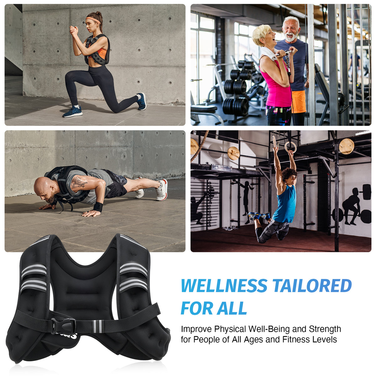 ZELUS Adjustable Weighted Vest - Available in 6 lbs, 8 lbs, and 12 lbs